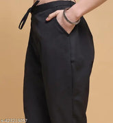 Black-and-white cotton women's trouser pants set, pack of 2 for versatile casual wear